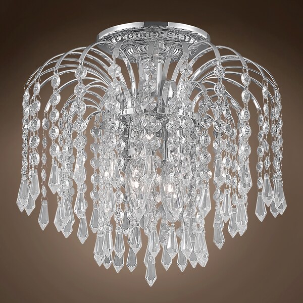 Joshua Marshal Waterfall Design 3 Light 12 Chrome Flush Mount With Clear European Cry 701155-001